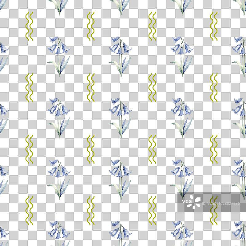 蓝色风信子花卉无缝图案设计图片素材