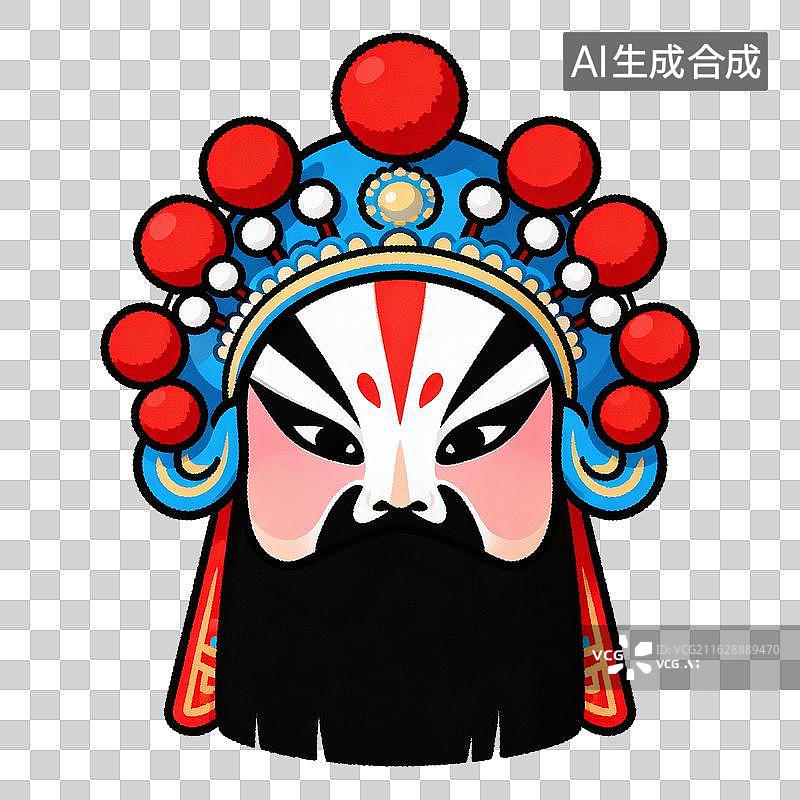【AI数字艺术】京剧净角脸谱头饰插画图片素材