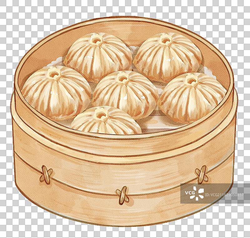 手绘水彩灌汤包蒸笼免抠元素图片素材