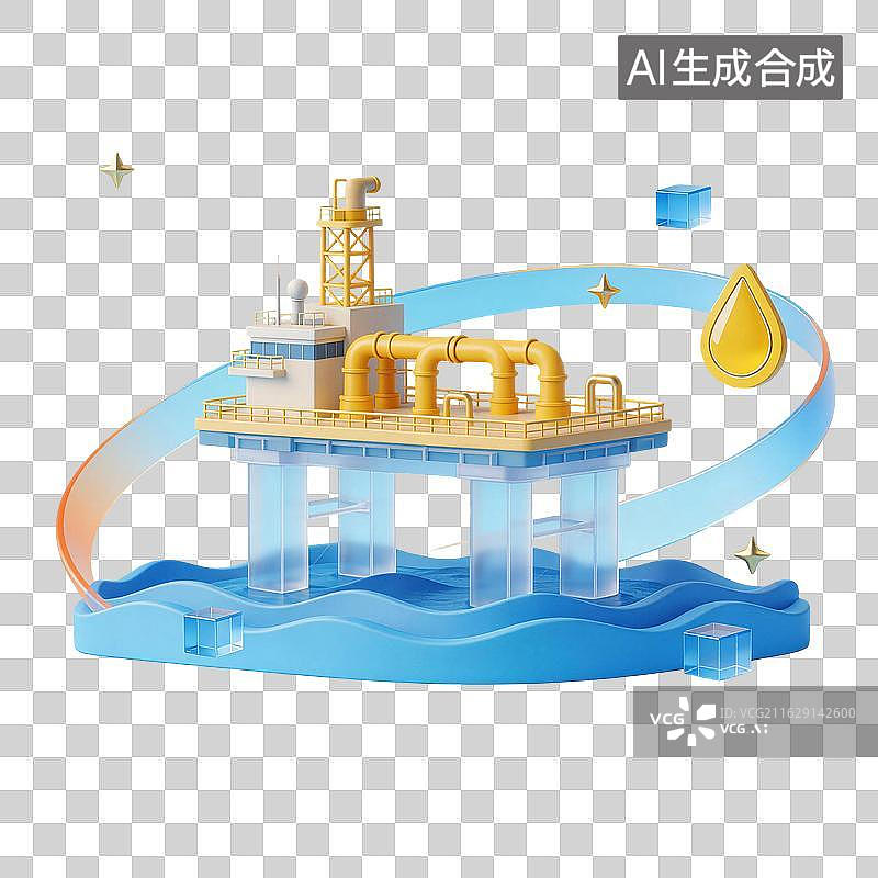 【AI数字艺术】海上石油能源采油平台能源设备素材图片素材