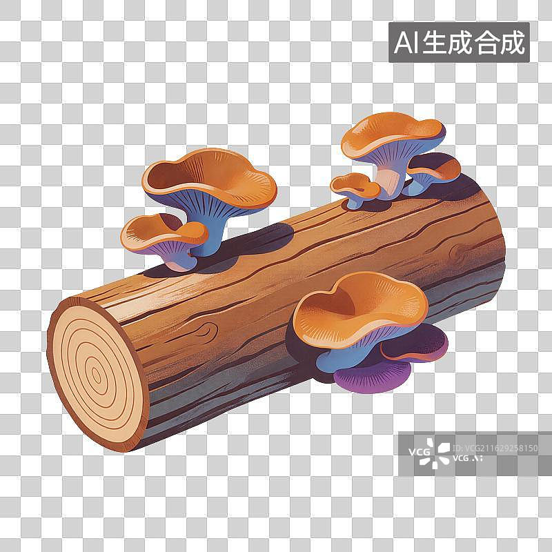 【AI数字艺术】木头上长出的木耳插画图片素材