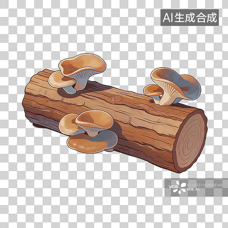 【AI数字艺术】木头上长出的木耳插画图片素材
