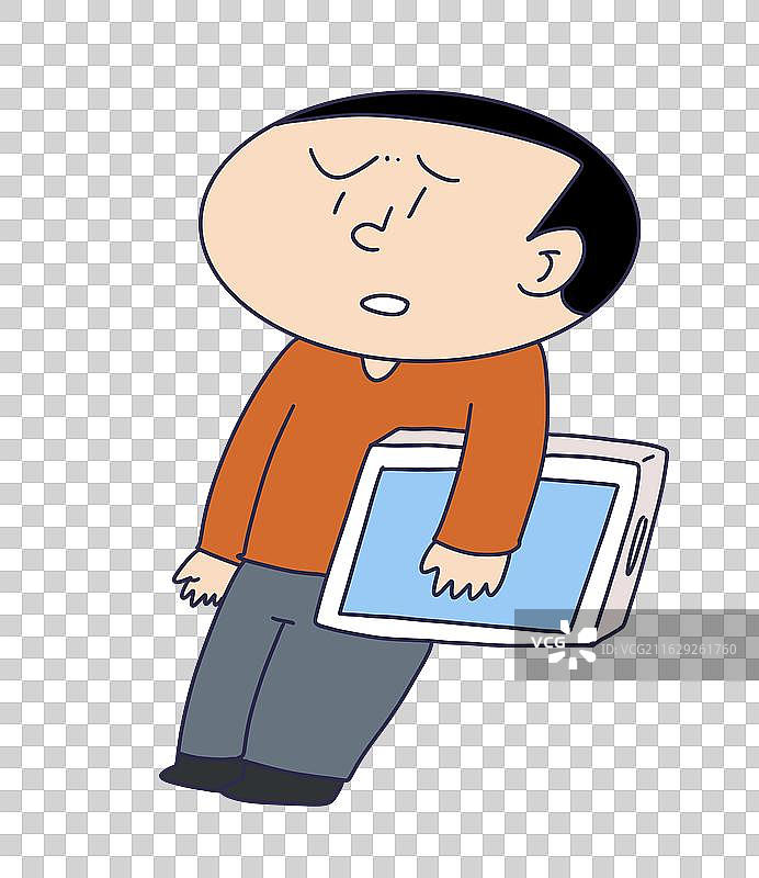 拿着手机皱眉难过的人物图片素材