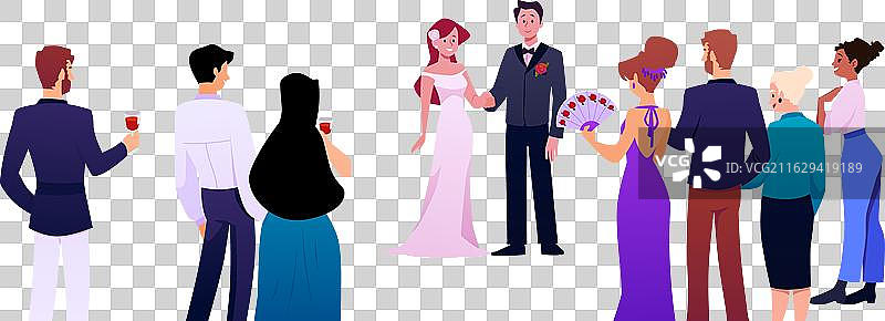 婚礼场地大厅里幸福的新娘图片素材
