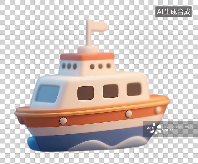 【AI数字艺术】轮船3D立体卡通粘土风图标图片素材