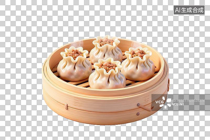 【AI数字艺术】卡通风格，一笼烧麦PNG格式的免扣元素图片素材