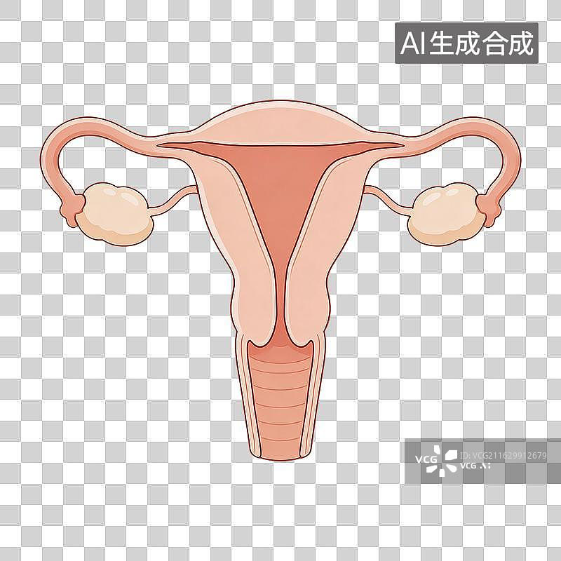 【AI数字艺术】女性生殖系统解剖结构插画图片素材