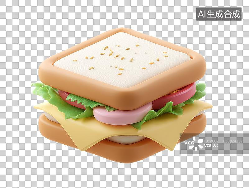 【AI数字艺术】卡通风格三明治图片素材