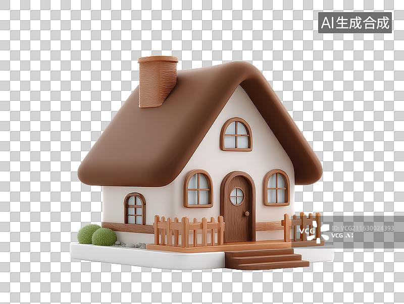 【AI数字艺术】卡通风格小屋模型图片素材