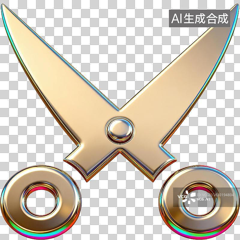【AI数字艺术】金色剪刀特写图片素材