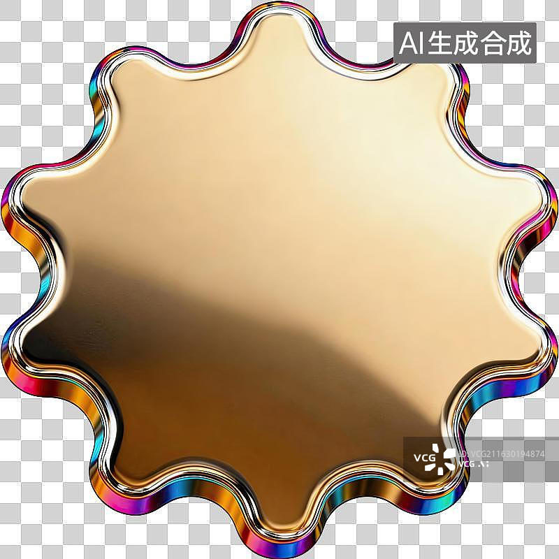 【AI数字艺术】金色徽章闪耀光芒图片素材