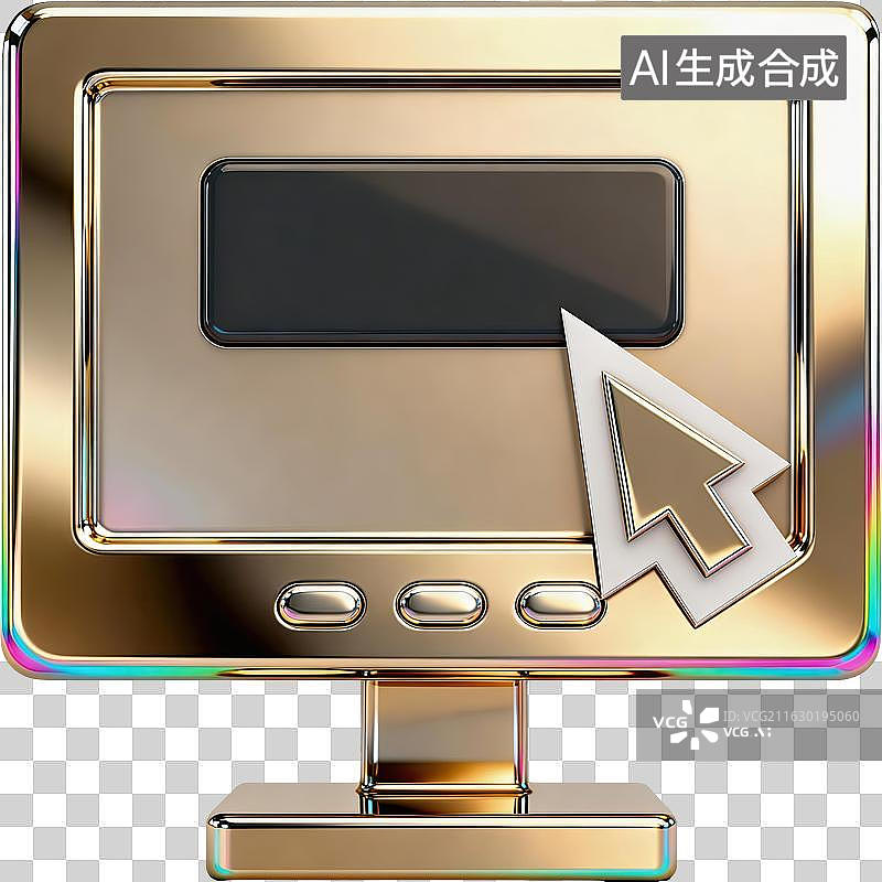 【AI数字艺术】金色电脑屏幕显示购买按钮图片素材