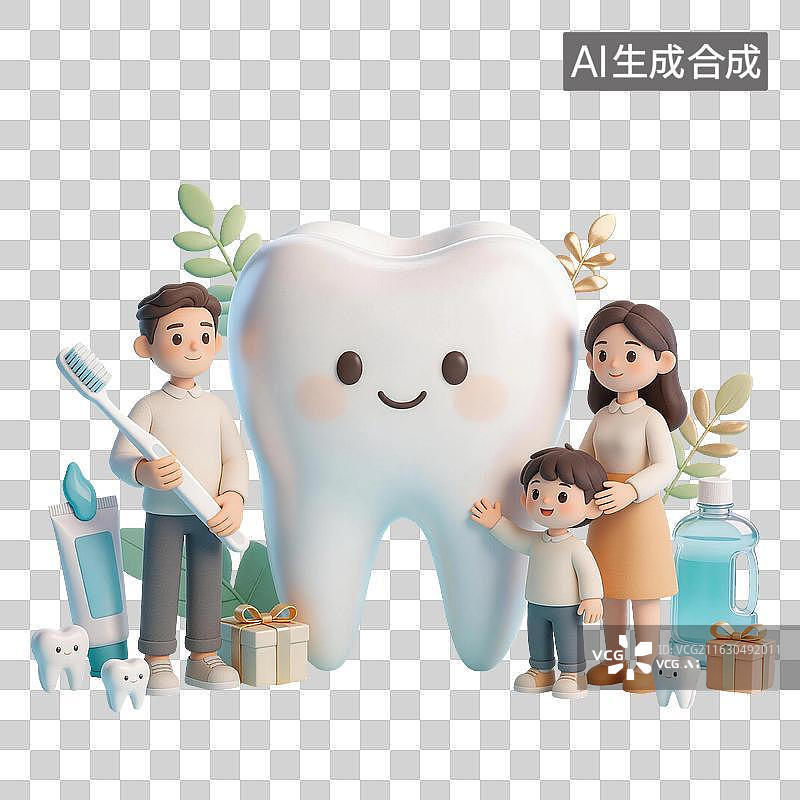 【AI数字艺术】一家人爱牙日亲子护牙健康笑容图片素材