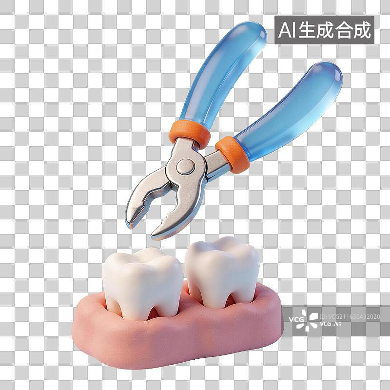 【AI数字艺术】拔牙智齿拔除卡通医疗元素图片素材