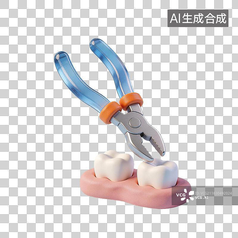 【AI数字艺术】拔牙智齿拔除卡通医疗元素图片素材