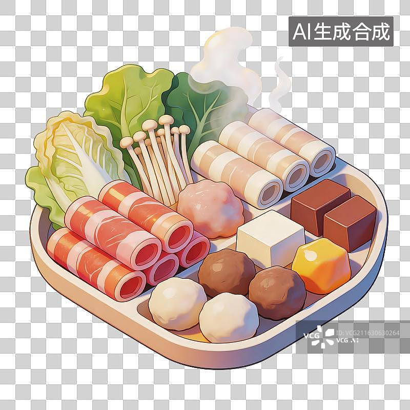 【AI数字艺术】火锅食材拼盘插画图片素材