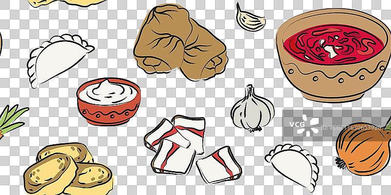 乌克兰传统食物红色无缝图案图片素材