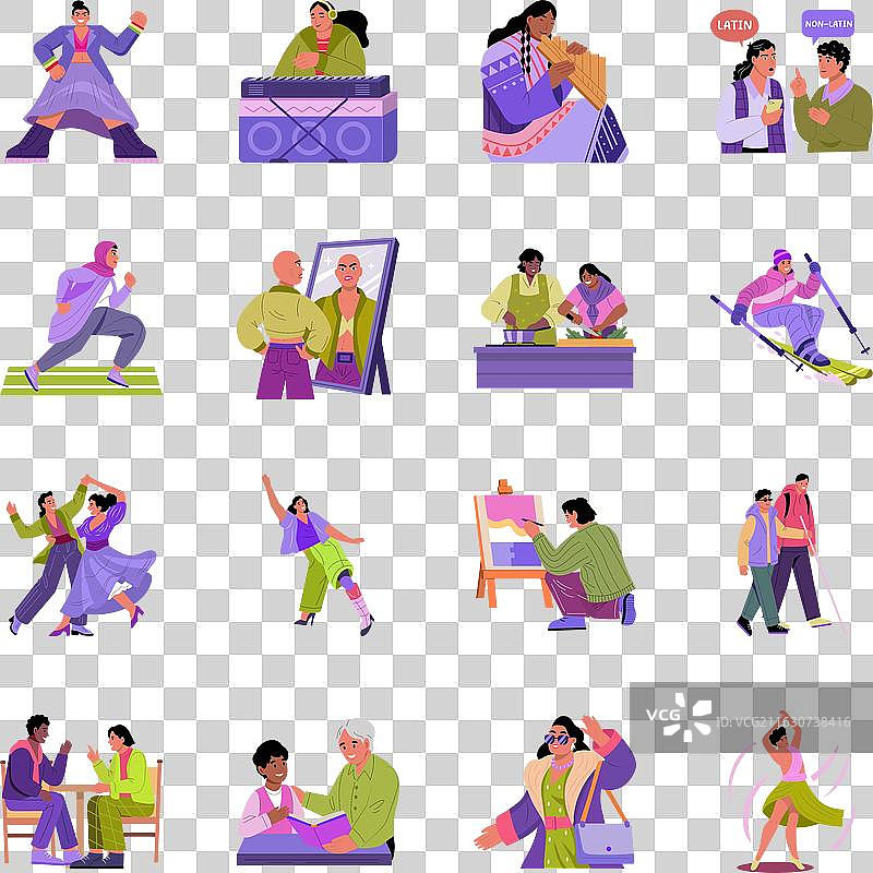 一套风格多样的扁平化人物插画图片素材
