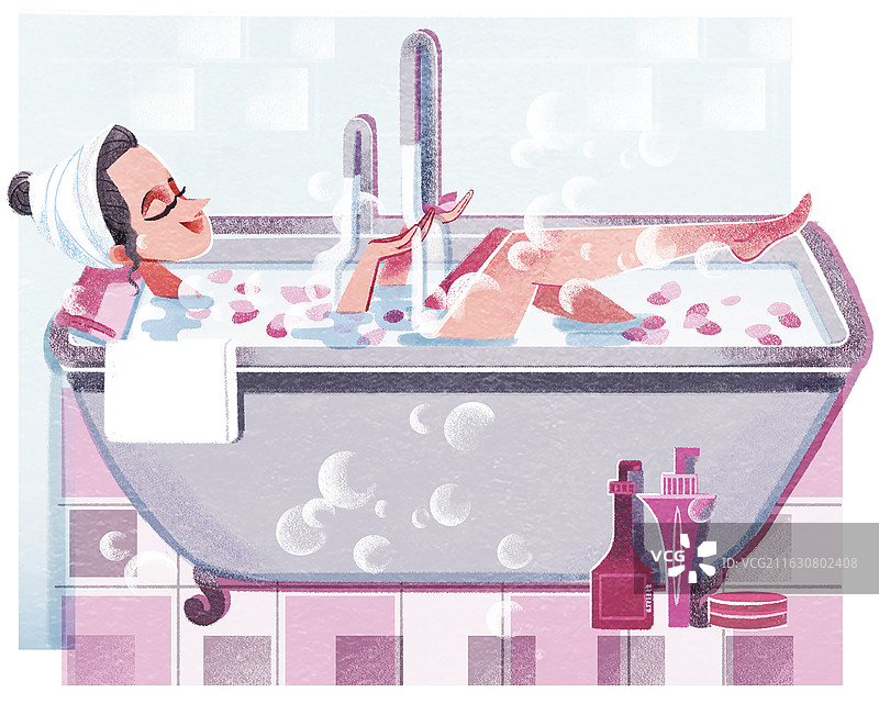 泡澡放松的女人图片素材