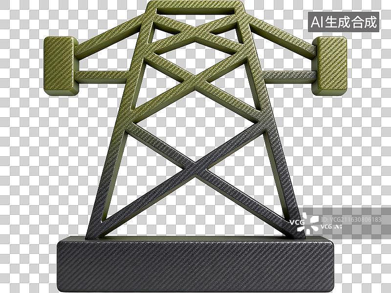 【AI数字艺术】电力塔架立体模型展示图片素材