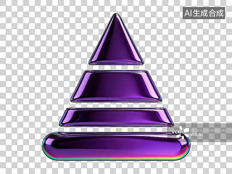 【AI数字艺术】紫色光泽金字塔形物体特写图片素材