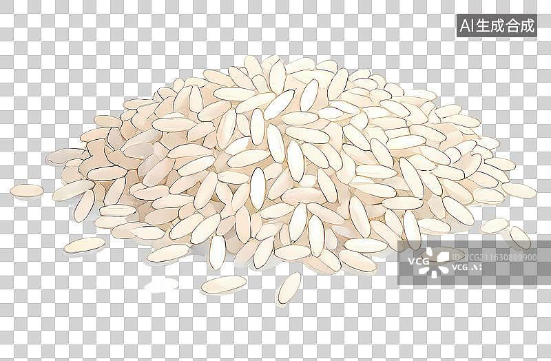 【AI数字艺术】大米糯米一堆钢笔淡彩水彩手绘感美味食物图片素材