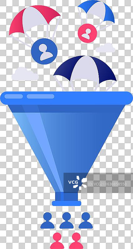 载有用户图标的降落伞坠落中图片素材