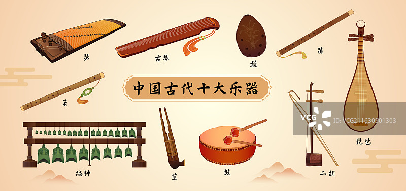 中国古代十大乐器海报图片素材