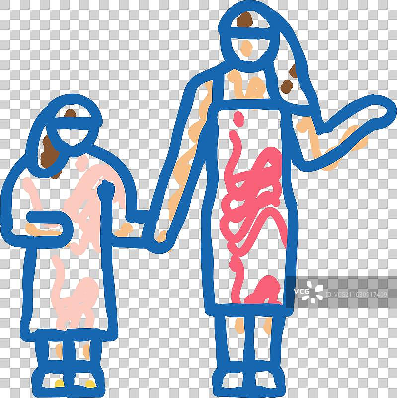 妈妈和女儿发型图标涂鸦图片素材