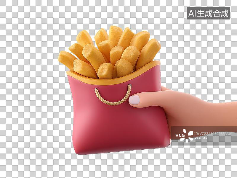 【AI数字艺术】卡通手拿炸薯条图片素材