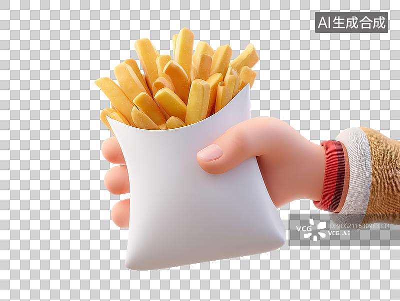 【AI数字艺术】卡通手拿炸薯条图片素材