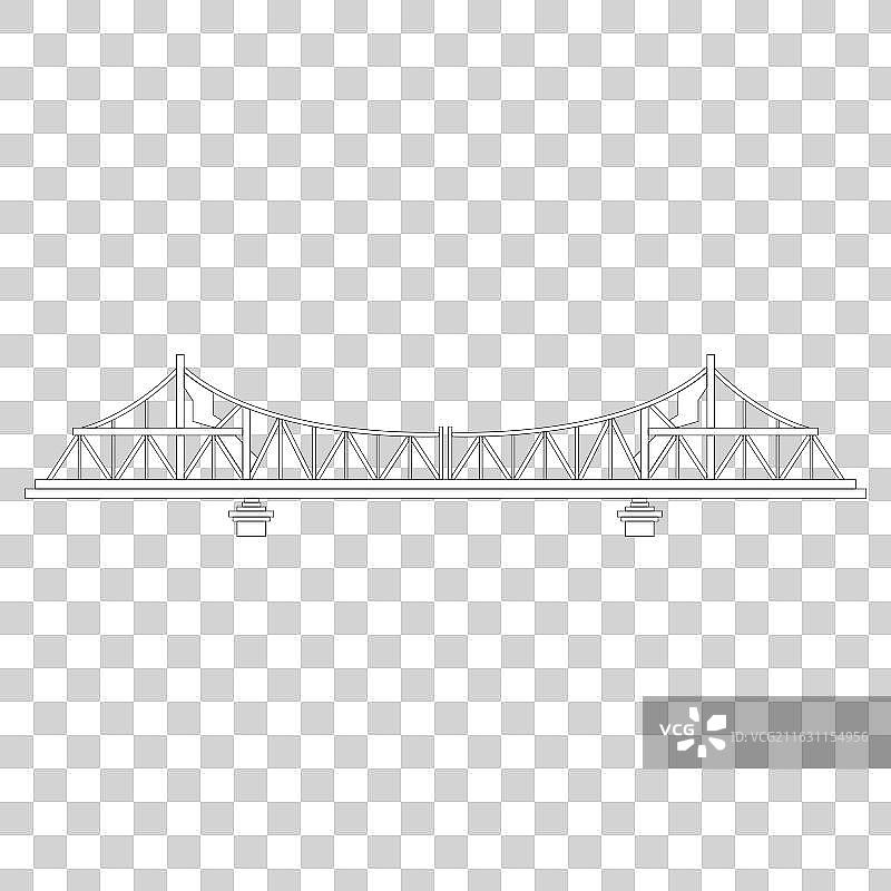 扁平风线描天津地标建筑天津解放桥万国桥插画免抠元素图片素材