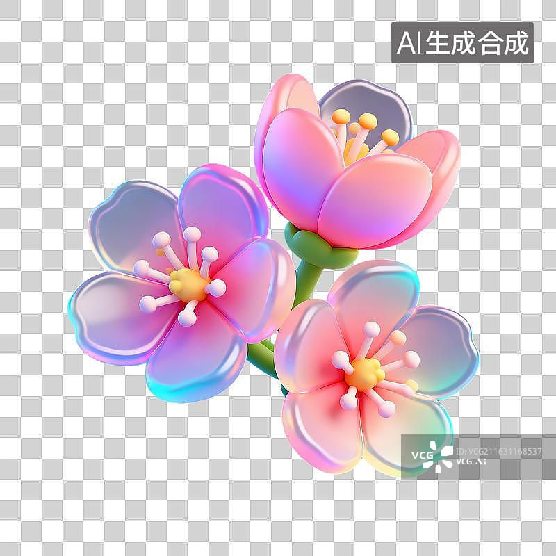 【AI数字艺术】3D 卡通渐变蝴蝶兰装饰场景图片素材