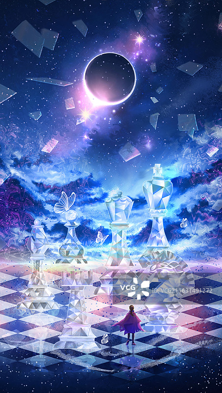 宇宙和棋局插画壁纸图片素材
