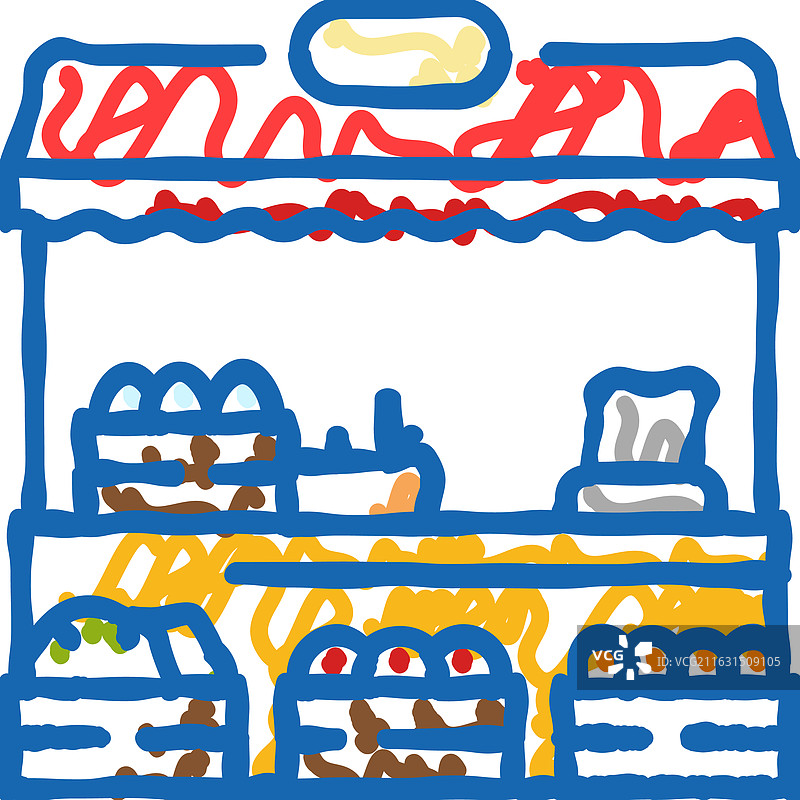 农贸市场秋季图标涂鸦图片素材