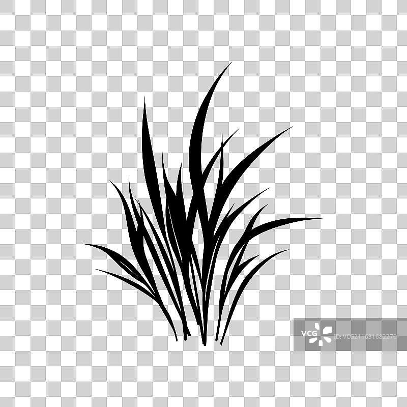 极简风格的黑色草丛，孤立在白色背景上图片素材