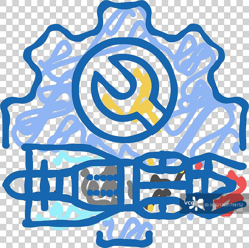飞机发动机大修图标涂鸦图片素材