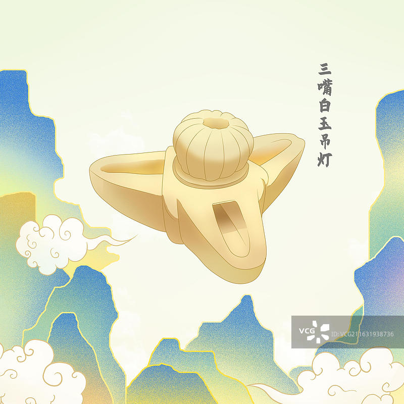 三嘴白玉吊灯图片素材
