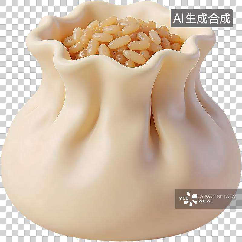 【AI数字艺术】3D拟物风格烧麦美食元素图片素材