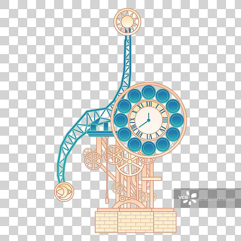 国潮风天津地标建筑天津世纪钟商业插画免抠元素图片素材
