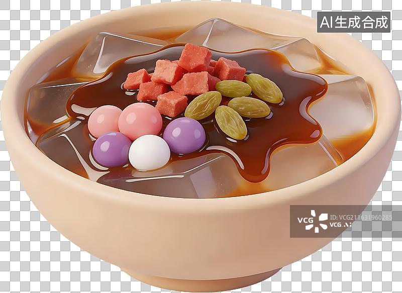 【AI数字艺术】3D拟物风格冰粉美食元素图片素材