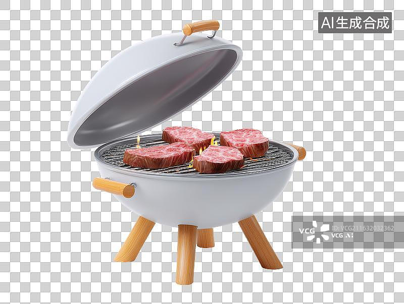 【AI数字艺术】便携式烤架上烤肉图片素材