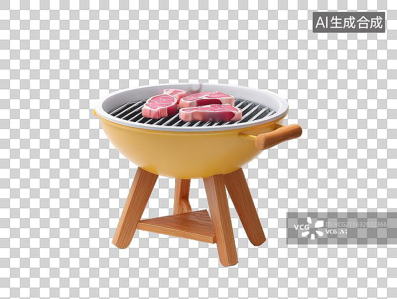 【AI数字艺术】便携式烤架上烤肉图片素材