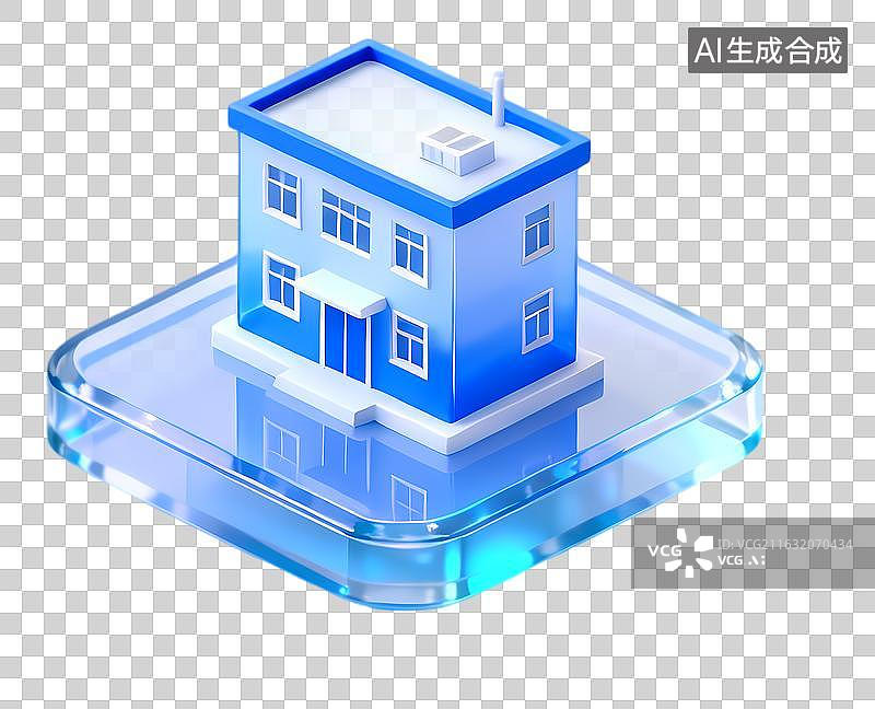 【AI数字艺术】住宅蓝白科技能源图标3D立体渲染图片素材