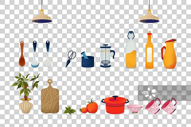 厨房用品餐具锅具水壶元素插画图片素材