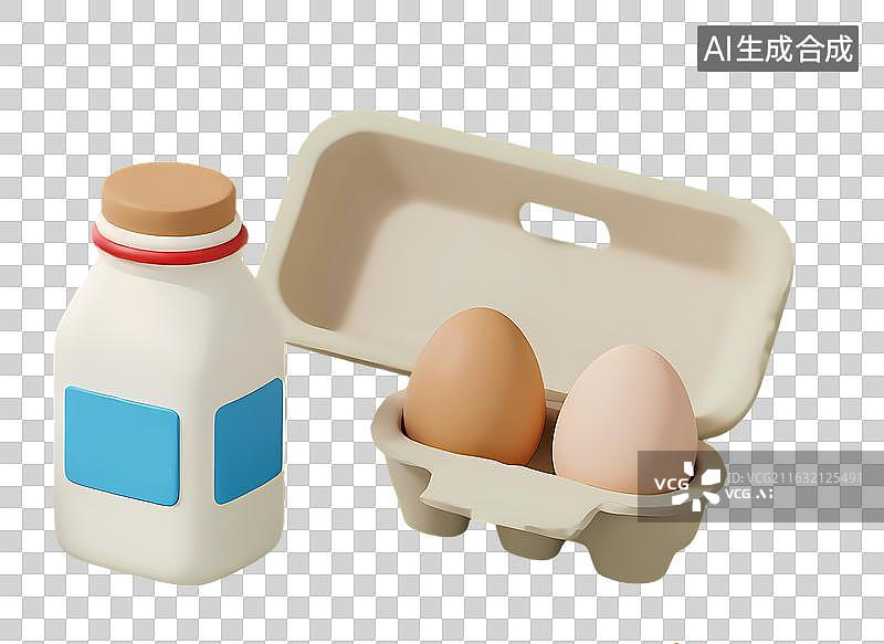 【AI数字艺术】牛奶鸡蛋农业主题3d立体卡通C4D渲染圆润可爱拟物模型元素图片素材