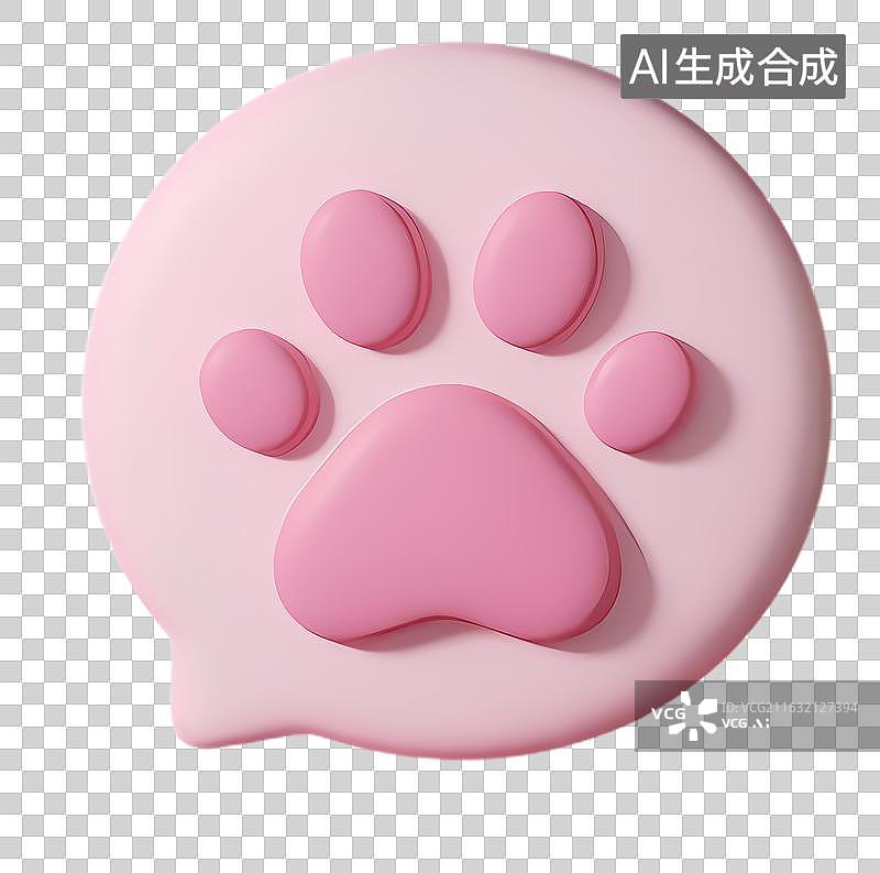 【AI数字艺术】爪印肉垫宠物主题3d立体卡通C4D渲染圆润可爱拟物模型元素图片素材