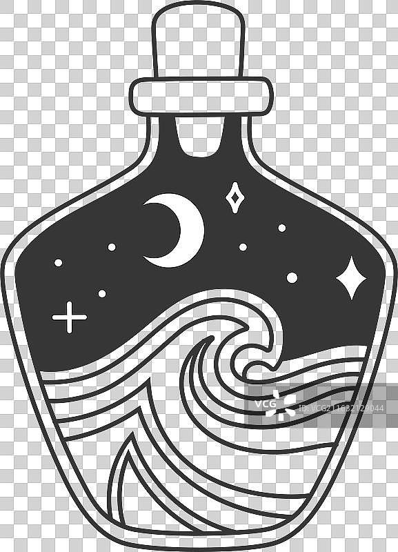 带有新月和星星的魔法药水瓶图片素材