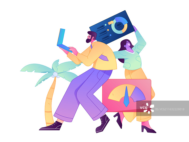 商务人物运营工作场景扁平矢量插画图片素材