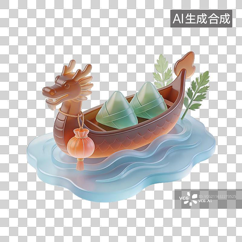 【AI数字艺术】端午节龙舟粽子艾草香囊节日插画图片素材